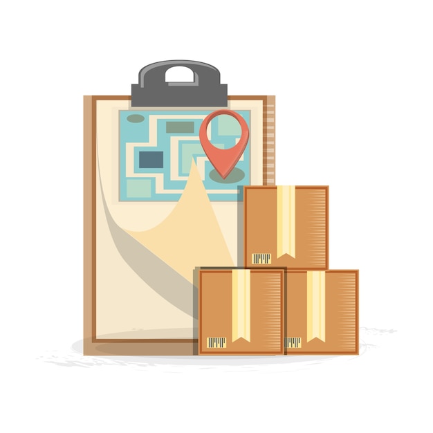 entrega rápida con ilustración de vector de viaje de lista de verificación