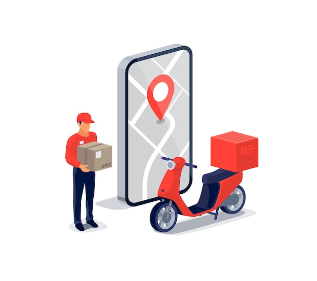 Entrega rápida por servicio de scooter con aplicación móvil para teléfonos inteligentes