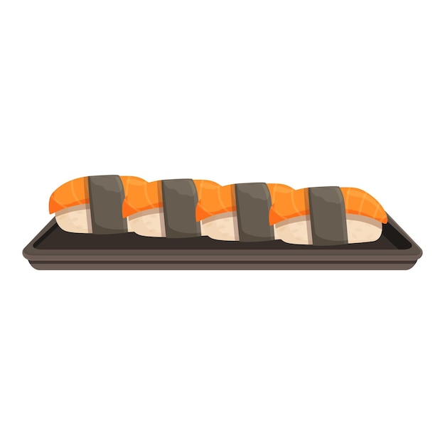 La entrega rápida de sushi por mensajero es un vector de dibujos animados.