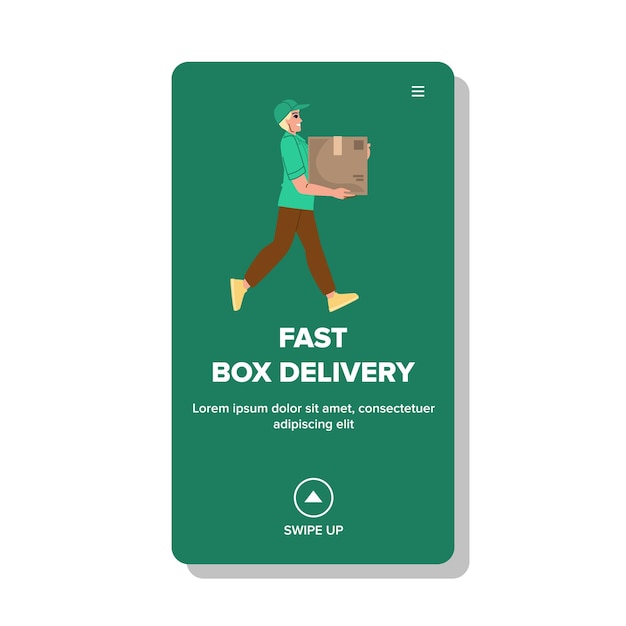 entregar entrega rápida en caja vector envío servicio de carga pedido cartón en línea entregar entrega rápida en caja web ilustración de dibujos animados plana