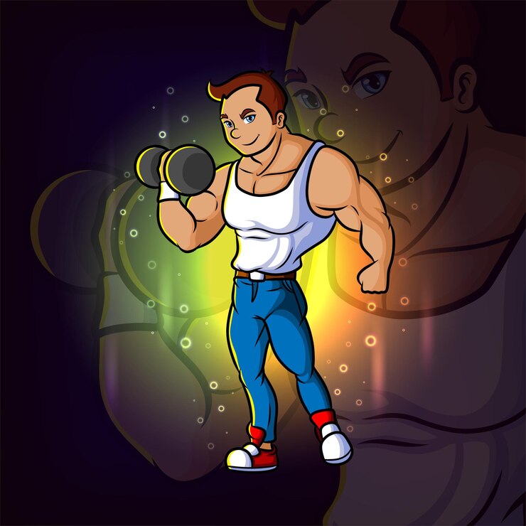 Vector el entrenador está levantando el diseño de la mascota del deporte del peso de la ilustración.
