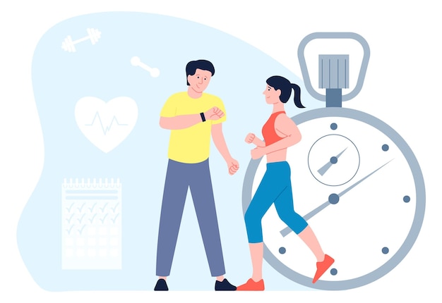 Entrenador de fitness chequeo del latido del corazón del atleta Pulso del ejercicio