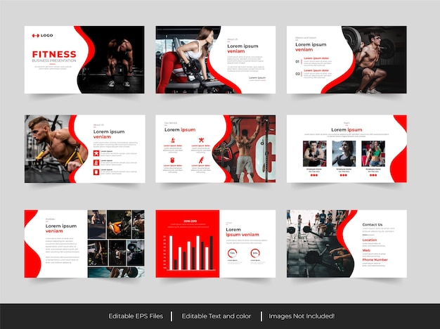 entrenador de gimnasio y plantilla de presentación de fitness