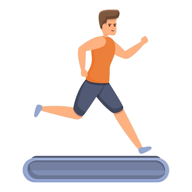 Entrenamiento en casa corriendo icono de cinta de correr Caricatura de entrenamiento en casa corriendo icono de vector de cinta de correr para diseño web aislado sobre fondo blanco