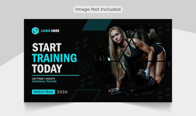 Entrenamiento de fitness corporal diseño de plantilla de banner web de miniatura de youtube