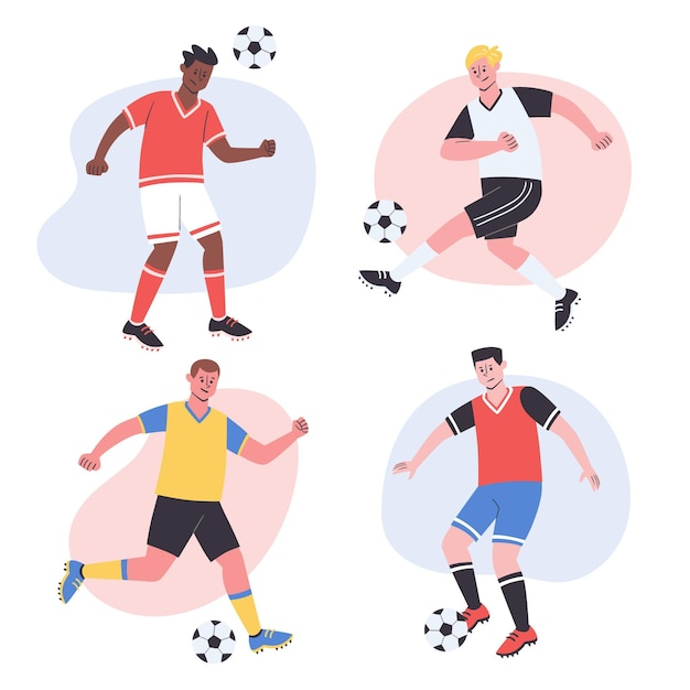 Entrenamiento de jugadores de fútbol plano