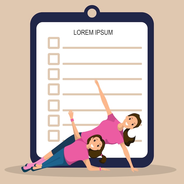 Entrenamiento de la madre y la hija haciendo programa de acondicionamiento físico