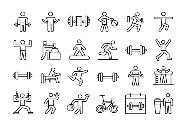 Entrenamientos en grupo Iconos de arte en línea Diversión Motivador Ambiente de equipo