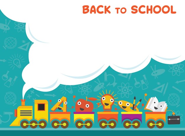 Entrenar con personajes de educación Fondo de regreso a la escuela