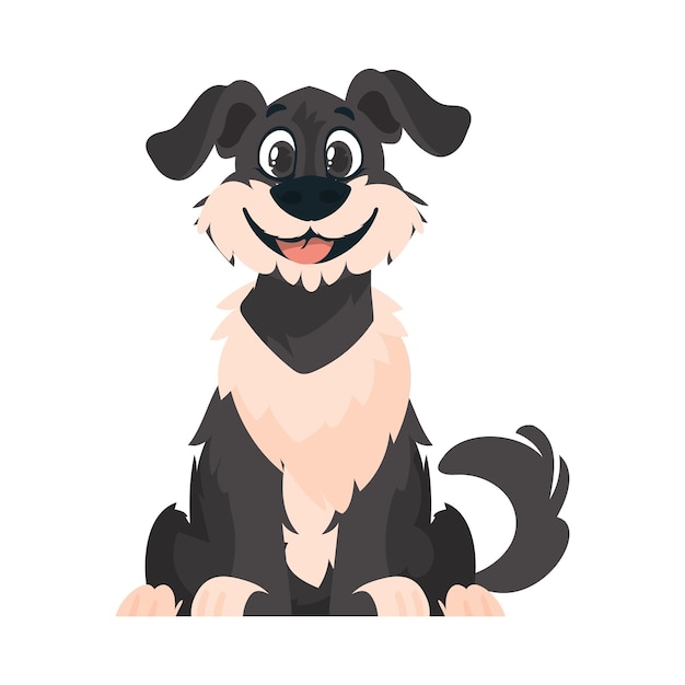 Entretenido perro tenue sonriente canino estilo de dibujos animados ilustración vectorial