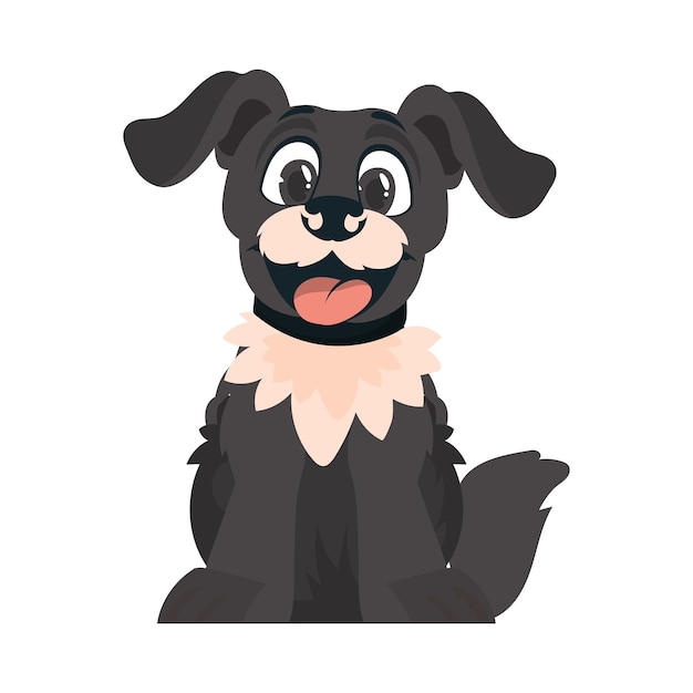 Entretenido perro tenue Sonriente canino Estilo de dibujos animados Ilustración vectorial