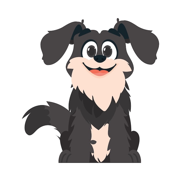 Entretenido perro tenue Sonriente canino Estilo de dibujos animados Ilustración vectorial