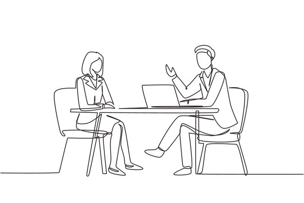 Entrevista continua de dibujo de una línea transmisión en vivo del equipo de cámaras del programa de televisión Vector de periodistas.
