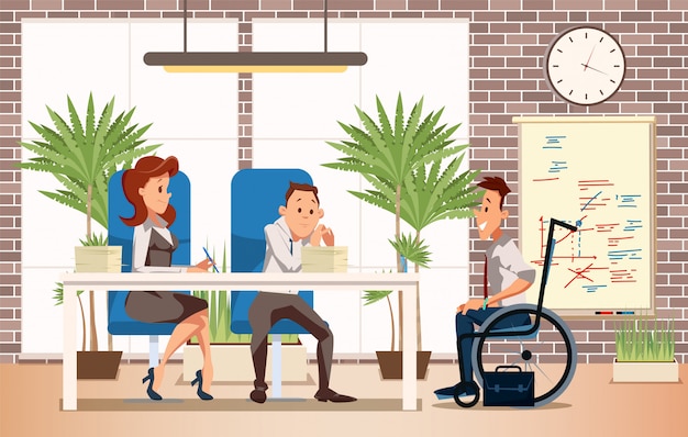 Entrevista de trabajo con concepto de Vector de hombre discapacitado