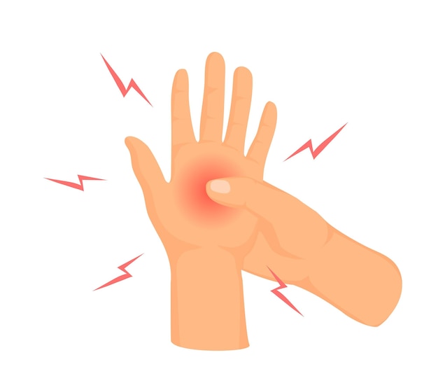 Entumecimiento de la mano Dibujos animados entumecimiento de manos o articulaciones sensación de dolor dolor dedo hormigueo palma artritis hinchazón brazo dañado nervio dolor muscular temblor