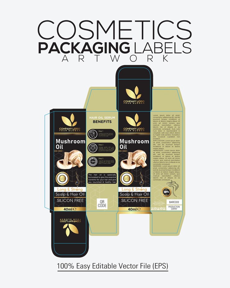 Vector envasado de cosméticos diseño de caja de botella de suero para el cabello con varias variantes de suero