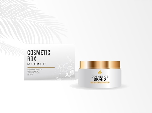 Envasado de crema cosmética y maqueta de caja.