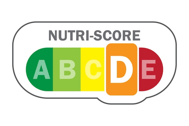 Vector envasado con nutri score. letra d. ilustración vectorial.