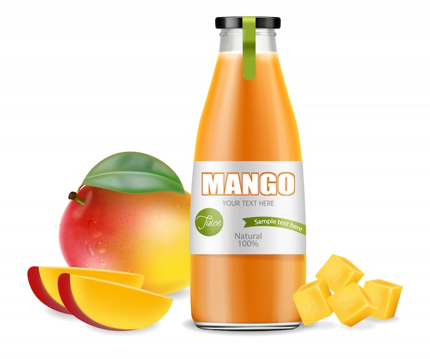 Vector envasado de zumo de mango