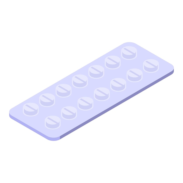 Envase de blister que contiene pastillas blancas redondas sobre un fondo blanco