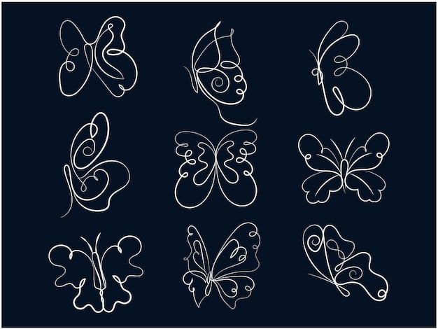 Envase de contorno de mariposa plana lineal