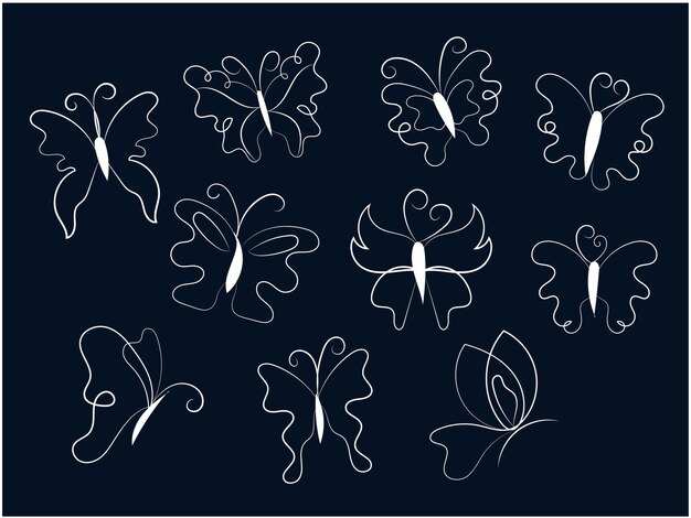 Envase de contorno de mariposa plana lineal