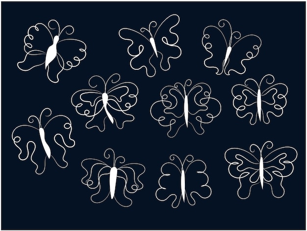 Envase de contorno de mariposa plana lineal