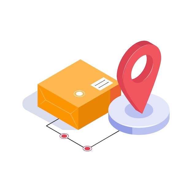 Envase de entrega con un pin de localización que indica su destino