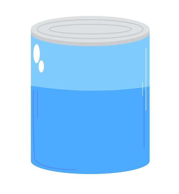 Envase de envase cilíndrico sencillo de lata azul sin etiqueta vector de maqueta de producto en blanco