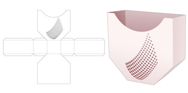 Envase hexagonal desigual de papas fritas con plantilla troquelada de puntos de semitono estampados