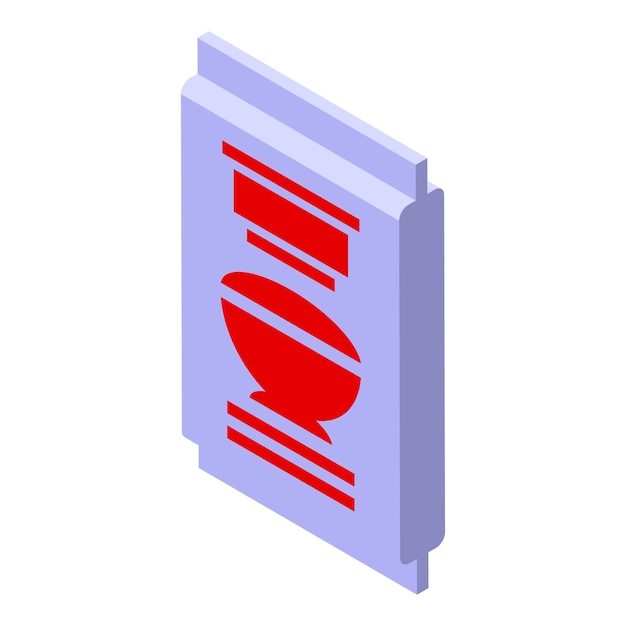 Envase de papel higiénico isométrico con icono de inodoro rojo