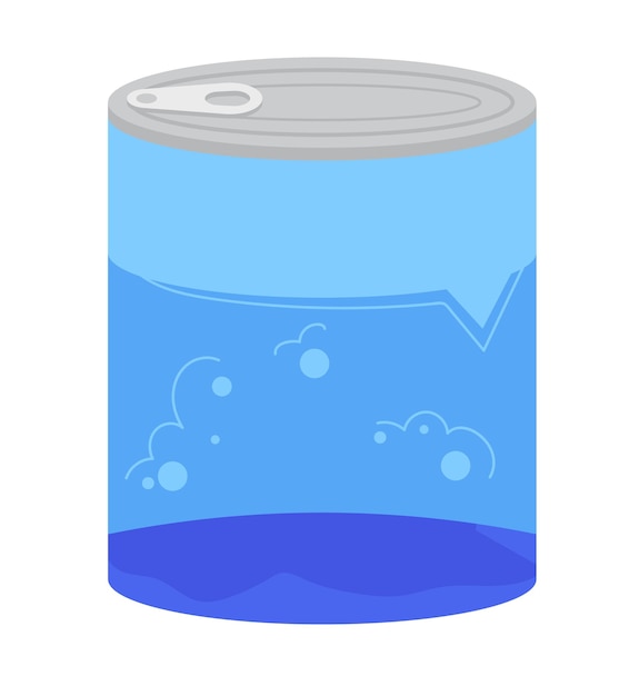 Vector envase de refrescos azul con burbujas concepto de bebida fresca y refresco carbonatado