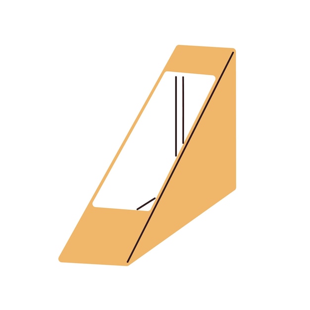 Envase de sándwich de caja para llevar Entrega y comida para llevar Envase en papel kraft de forma triangular Envase para comida rápida para llevar de plástico de cartón Ilustración vectorial plana aislada sobre fondo blanco