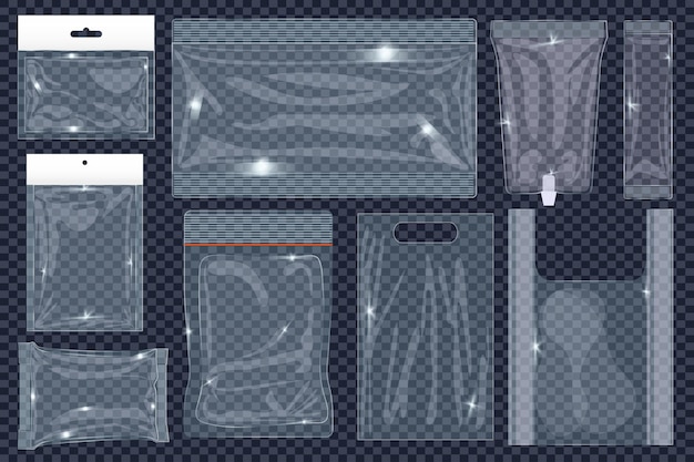 Envases de alimentos en blanco transparentes