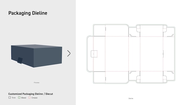 Envases de caja Dieline Envases dieline cortados en matriz
