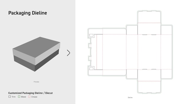 Envases de caja Dieline Envases dieline cortados en matriz