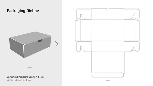 Envases de caja Dieline Envases dieline cortados en matriz
