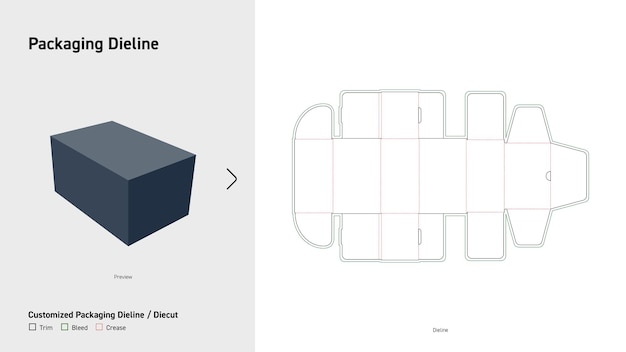 Envases de caja Dieline Envases dieline cortados en matriz