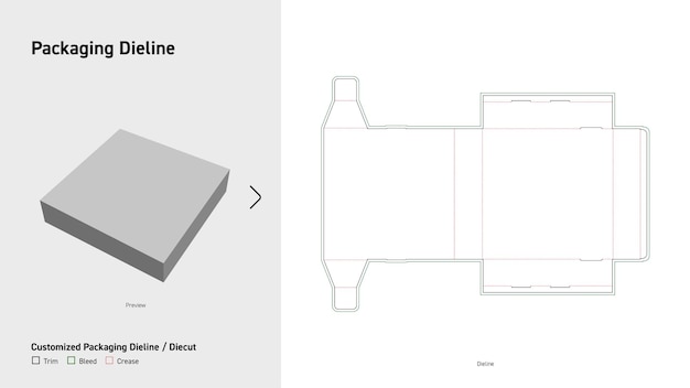 Envases de caja Dieline Envases dieline cortados en matriz