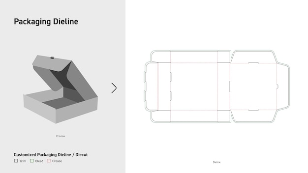Envases de caja Dieline Envases dieline cortados en matriz