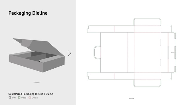 Envases de caja Dieline Envases dieline cortados en matriz