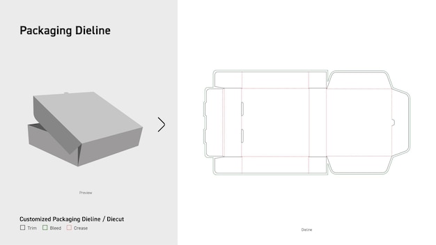 Envases de caja Dieline Envases dieline cortados en matriz