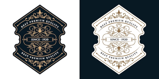 Vector envases de etiquetas de logotipo de marcos de lujo vintage para etiquetas de botellas de bebidas y alcohol de whisky de cerveza