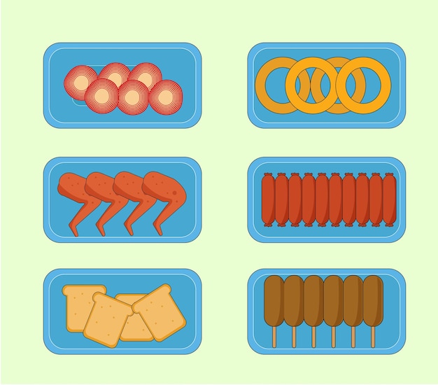 Envases de plástico con comida al vacío