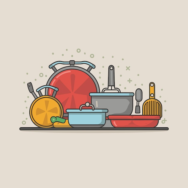 Envases de sartenes y otros utensilios de cocina