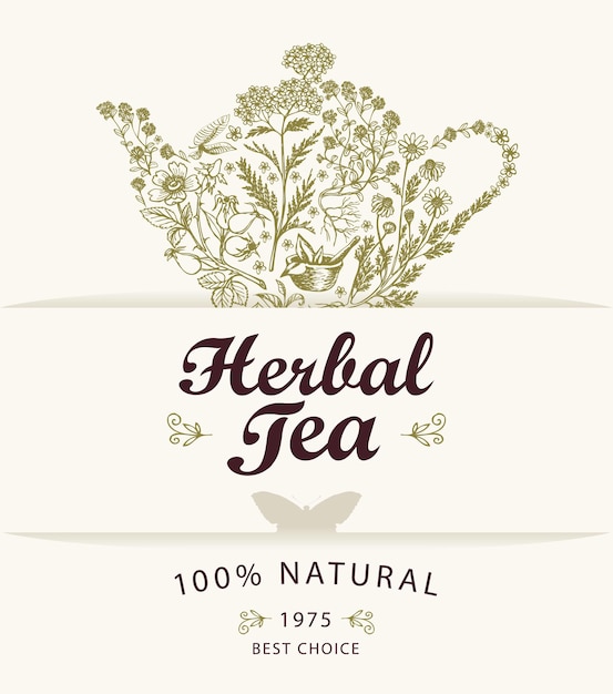 envases de té de hierbas con tetera