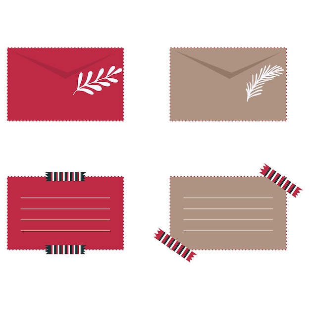 Envelopes de Navidad Ramas de árboles de Navidad y juguetes Stock vectorial