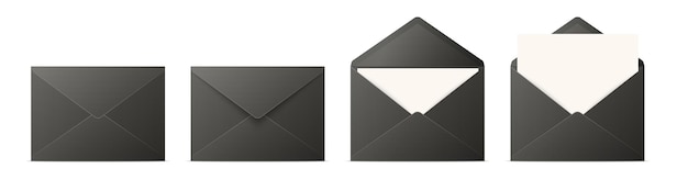 Envelopes vectoriales con letra en blanco plegados desplegados conjunto de sobres aislados