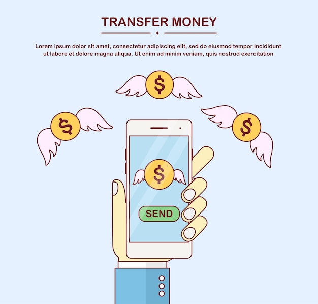 Vector envía dinero de forma inalámbrica con un teléfono móvil