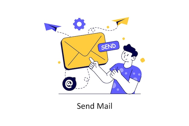 Enviar correo estilo plano diseño vector ilustración stock ilustración